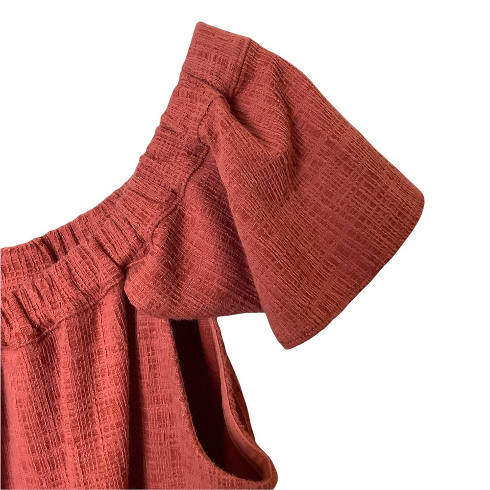 Madewell Texture & Thread Off-the-Shoulder Dress Rust Color Size Large - Picture 5 of 11